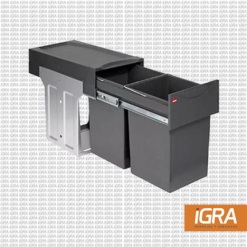 Hafele Bote De Basura P/Puerta Doble Cuadrado Gris Grafito 2 X 15 L (251 Mm X 482 Mm X 400 Mm)